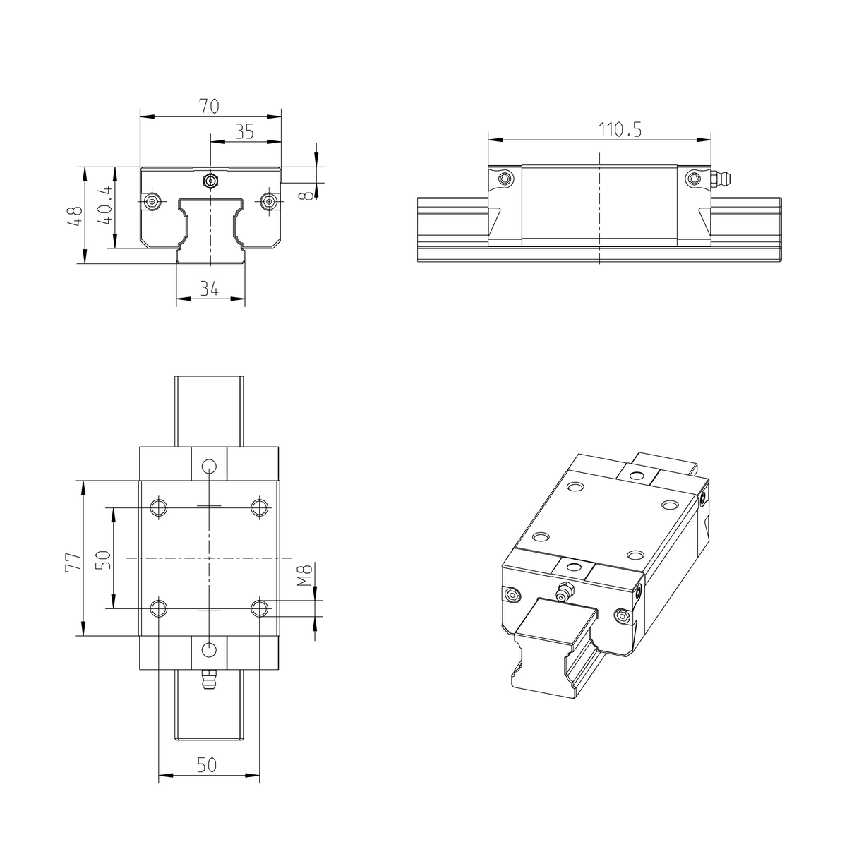Алюминиевая шариковая каретка Bosch Rexroth KWD-035-SNS-C0-H-1 [R163239320]