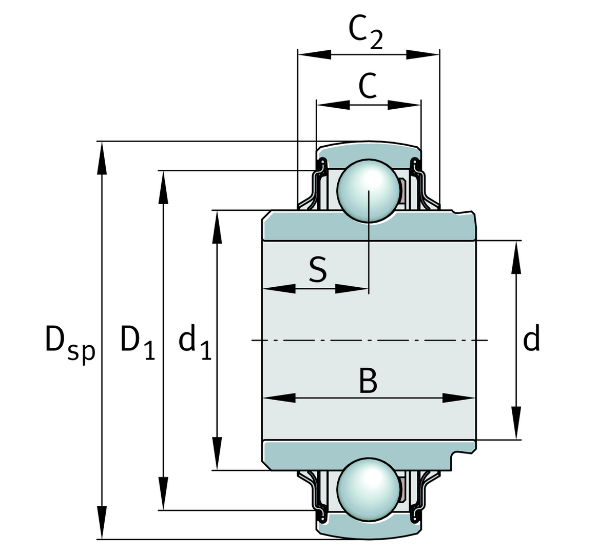 Радиальный закрепляемый шарикоподшипник INA E35-XL-KRR-B-L402/70-OSE