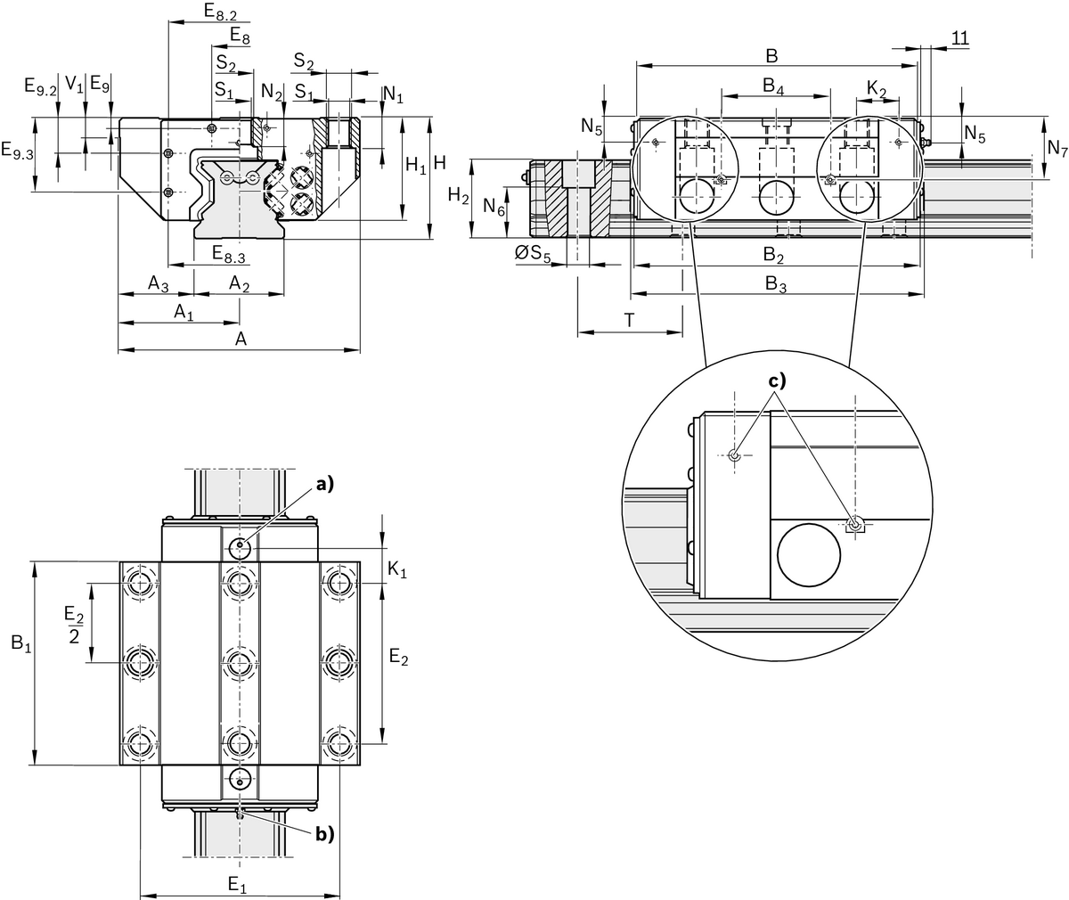 Роликовая каретка из углеродистой стали Bosch Rexroth RWA-100-FNS-C3-H-2 [R186123310]