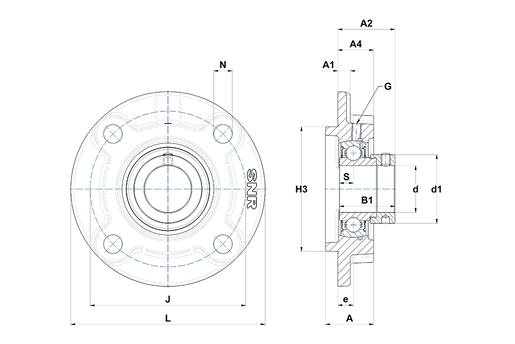 Фланцевый подшипниковый узел SNR ESFC207-22T04