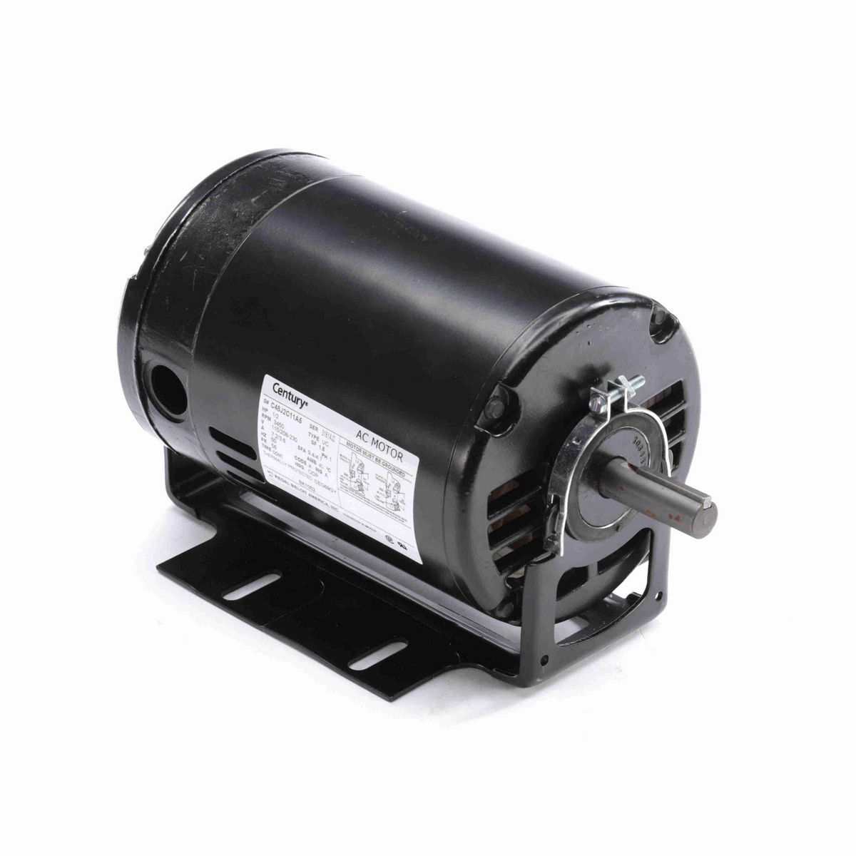 Fan and Blower Motor, 1/2 HP, 1 Ph, 60 Hz, 115/208-230 V, 3600 RPM, 56 Frame, ODP - BK1052