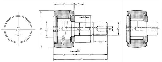 Cam follower with shaft NTN KRV72LLH/3AS