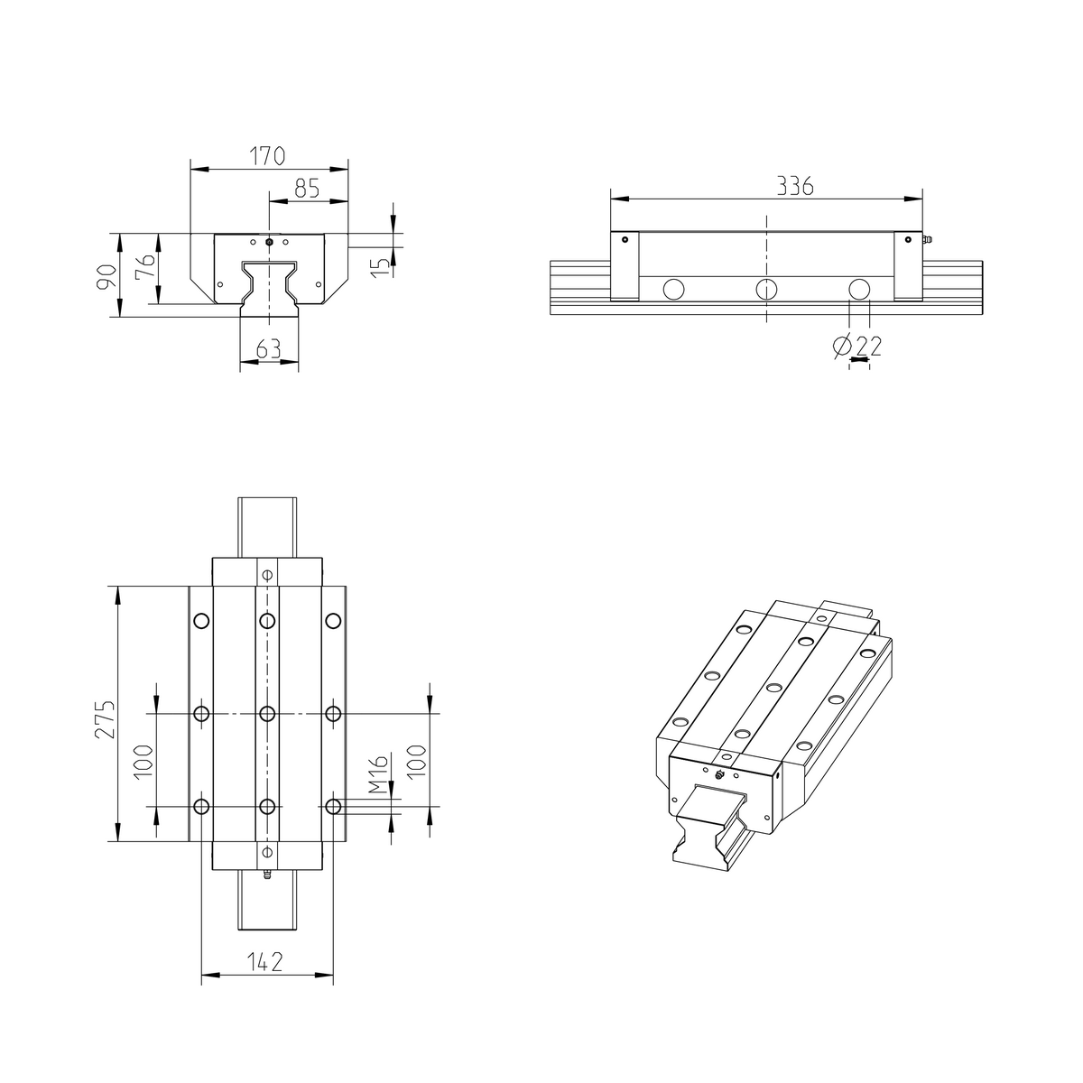 Роликовая каретка из углеродистой стали Bosch Rexroth RWA-065-FXS-C2-H-2 [R185462310]