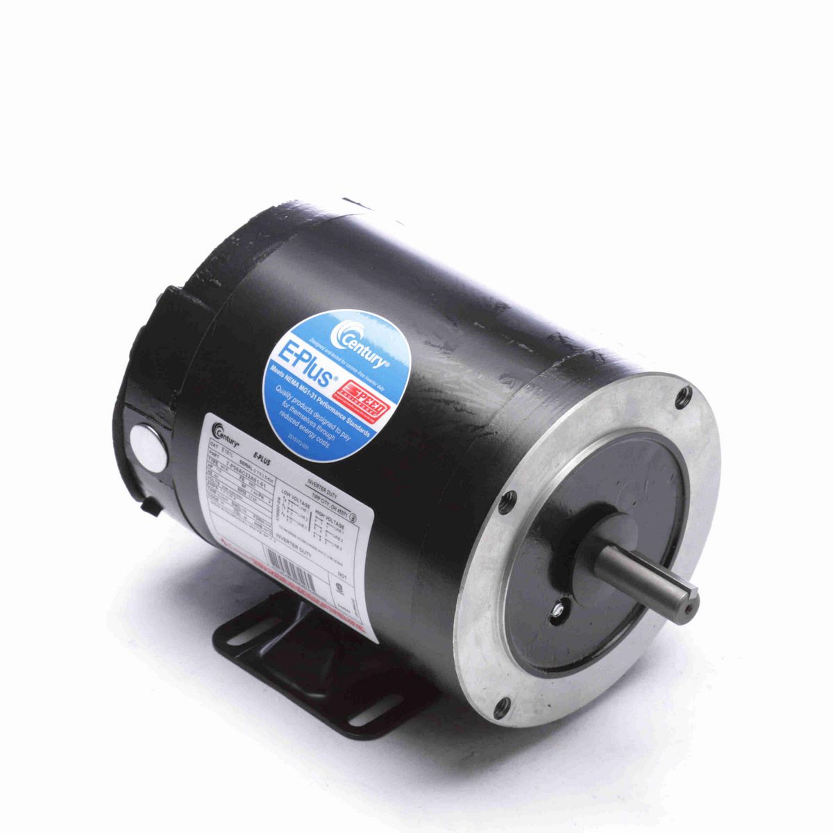 E-PLUS ® Speed Ratio Motor, 1/2 HP, 3 Ph, 60 Hz, 208-230/460 V, 1800 RPM, 56C Frame, TENV - E181L