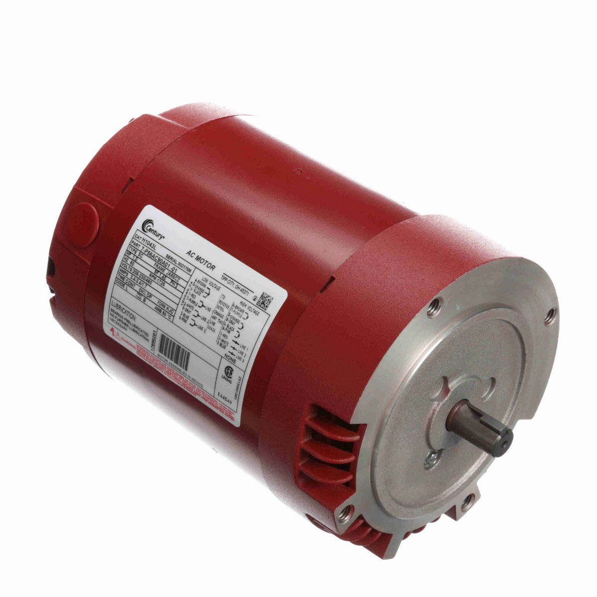 Circulator Pump Motor, 1.0 HP, 3 Ph, 60 Hz, 208-230/460 V, 1800 RPM, JA56CZ Frame, DP - H1043L