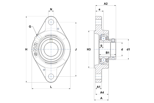 Фланцевый подшипниковый узел SNR ESFLZ212-36T20