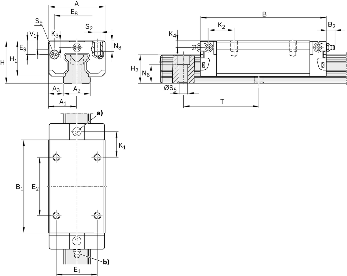 Высокоскоростная шариковая каретка из углеродистой стали Bosch Rexroth KWD-045-SLS-C2-P-1 [R201242290]