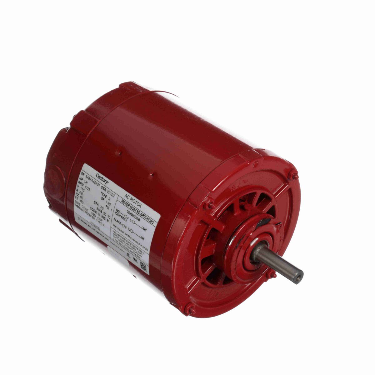 Circulator Pump Motor, 1/8 HP, 1 Ph, 60 Hz, 115 V, 1800 RPM, 48Z Frame, ODP - HW2004L