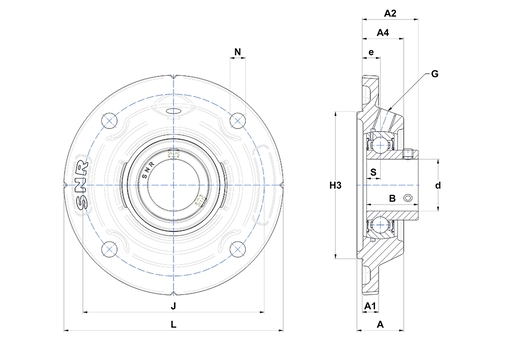 Фланцевый подшипниковый узел SNR USFEE206-18T04