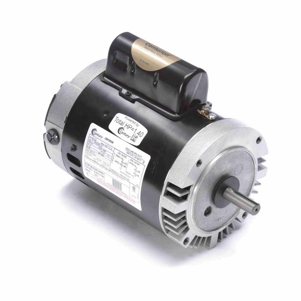 Pool Pump Motor, 1.0 HP, 1 Ph, 60 Hz, 230/115 V, 3600 RPM, M56C Frame, DP - B122