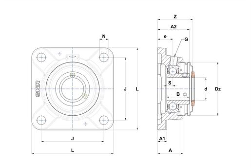Фланцевый подшипниковый узел SNR USFE207-22T20CO