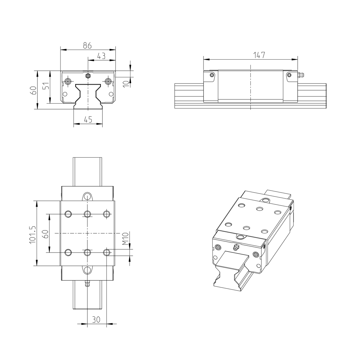 Роликовая каретка устойчивая к коррозии с покрытием Resist CR Bosch Rexroth RWD-045-SNS-C2-H-2 [R18224237X]
