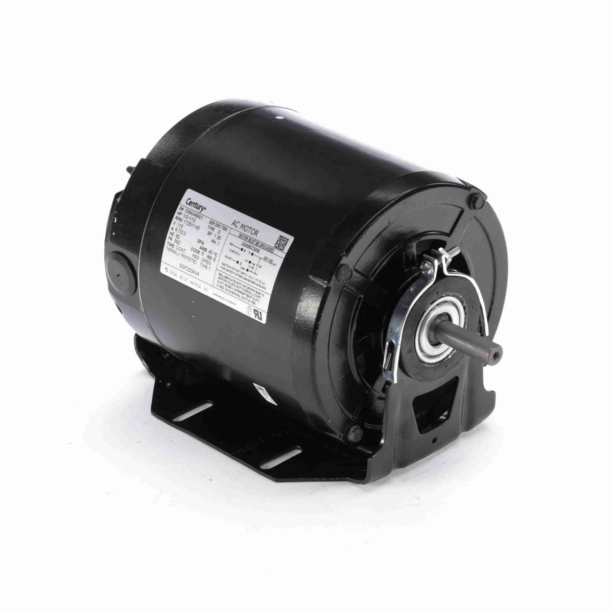 Fan and Blower Motor, 1/3-1/10 HP, 1 Ph, 60 Hz, 115 V, 1800 RPM, 56Z Frame, OPEN - SGF2034V4