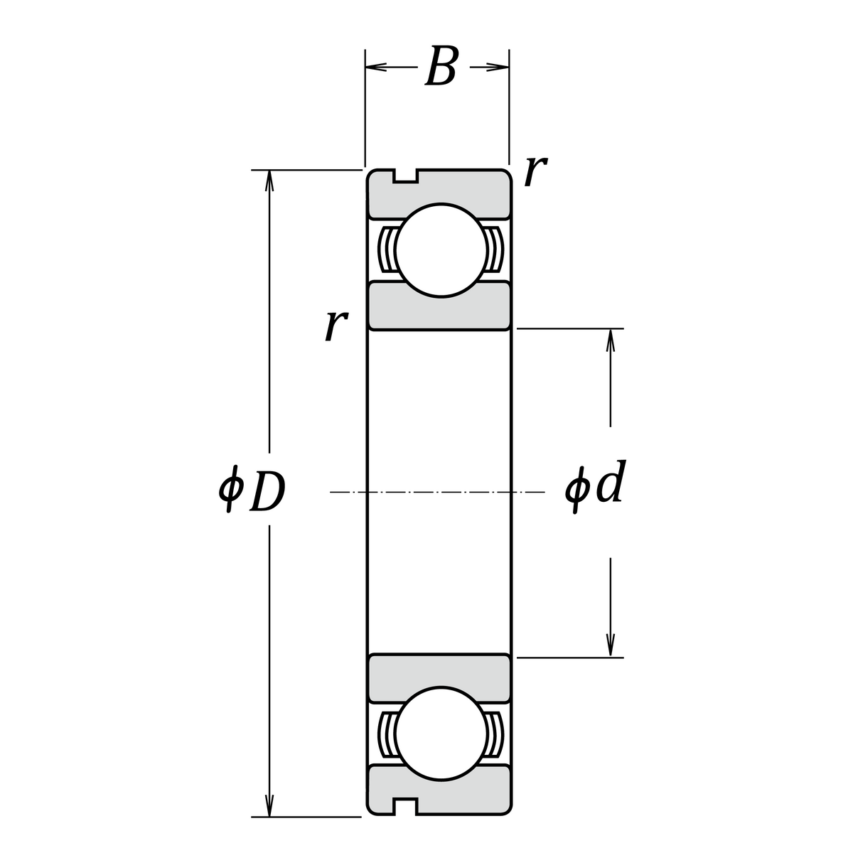 Однорядный радиальный шарикоподшипник NSK 60/22NC4, с канавкой под стопорное кольцо