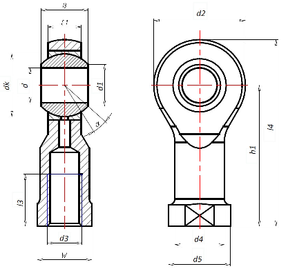 Шарнирная головка Askubal series K, type KI-D, KIL 6-DNR [100216], внутренняя резьба, не требующая обслуживания