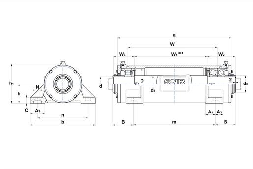 Трехопорный подшипниковый корпус SNR DLG 315 AE