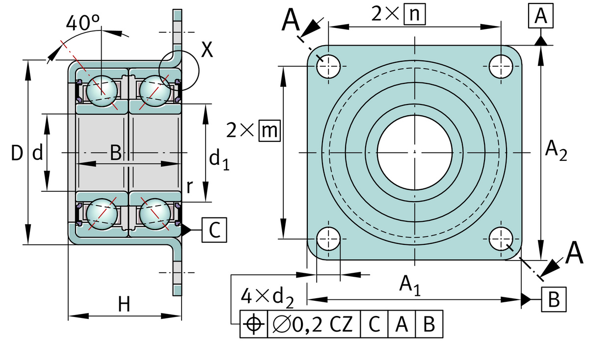 Фланцевый корпус INA ZKLR1244-2RS