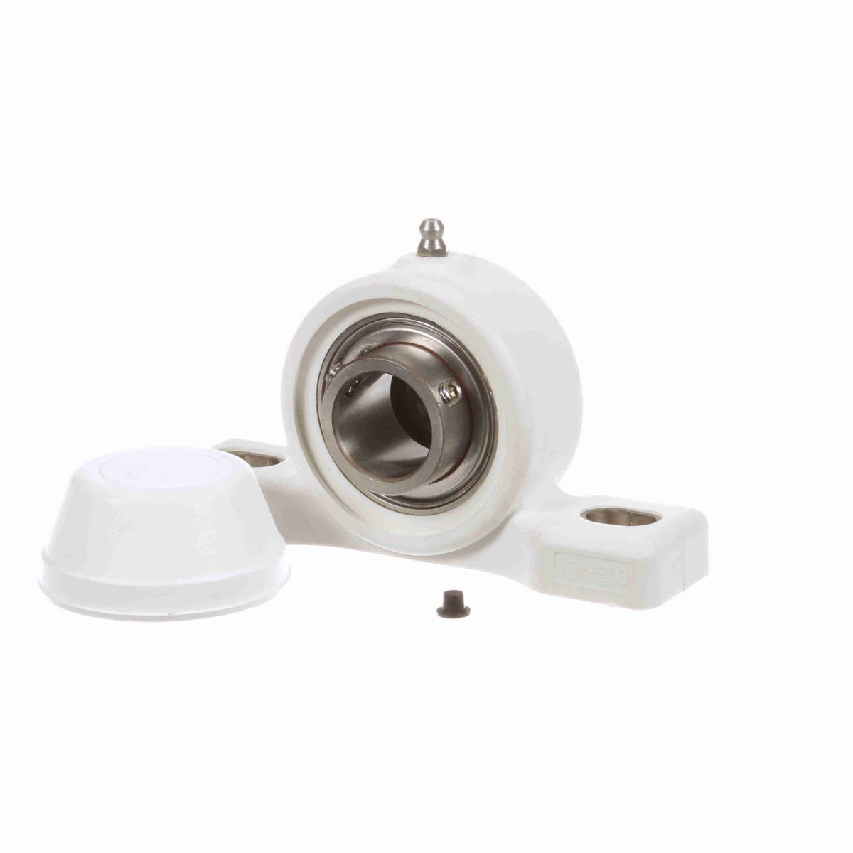 Mounted Nolu-Clean Two Bolt Pillow Block Ball Bearing - 400 Series Stainless Steel - Setscrew Lock - Closed End Cap/Back Seal included - UCP205-16-SS-NC-CEC