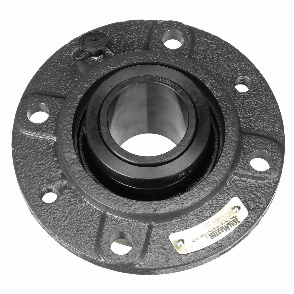 Sealmaster Mounted Cast Iron Piloted Flange Spherical Roller - 52100 Bearing Steel, Black Oxided - Collar Mount Lock - USFC5000-112