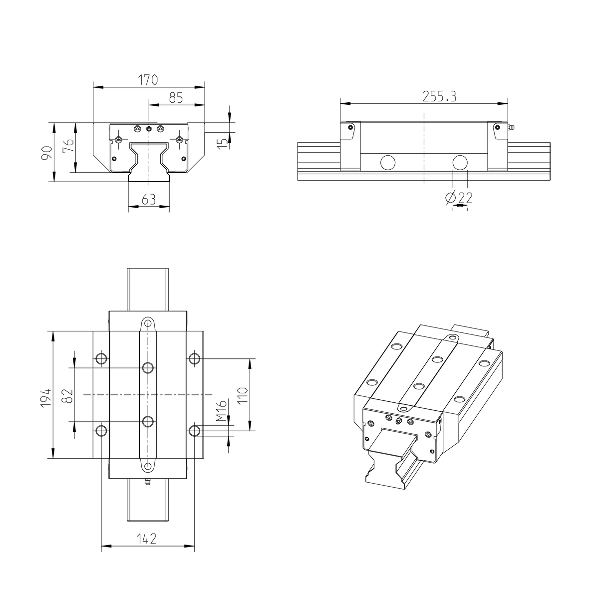 Роликовая каретка устойчивая к коррозии с покрытием Resist CR Bosch Rexroth RWD-065-FLS-C2-H-2 [R18536237X]