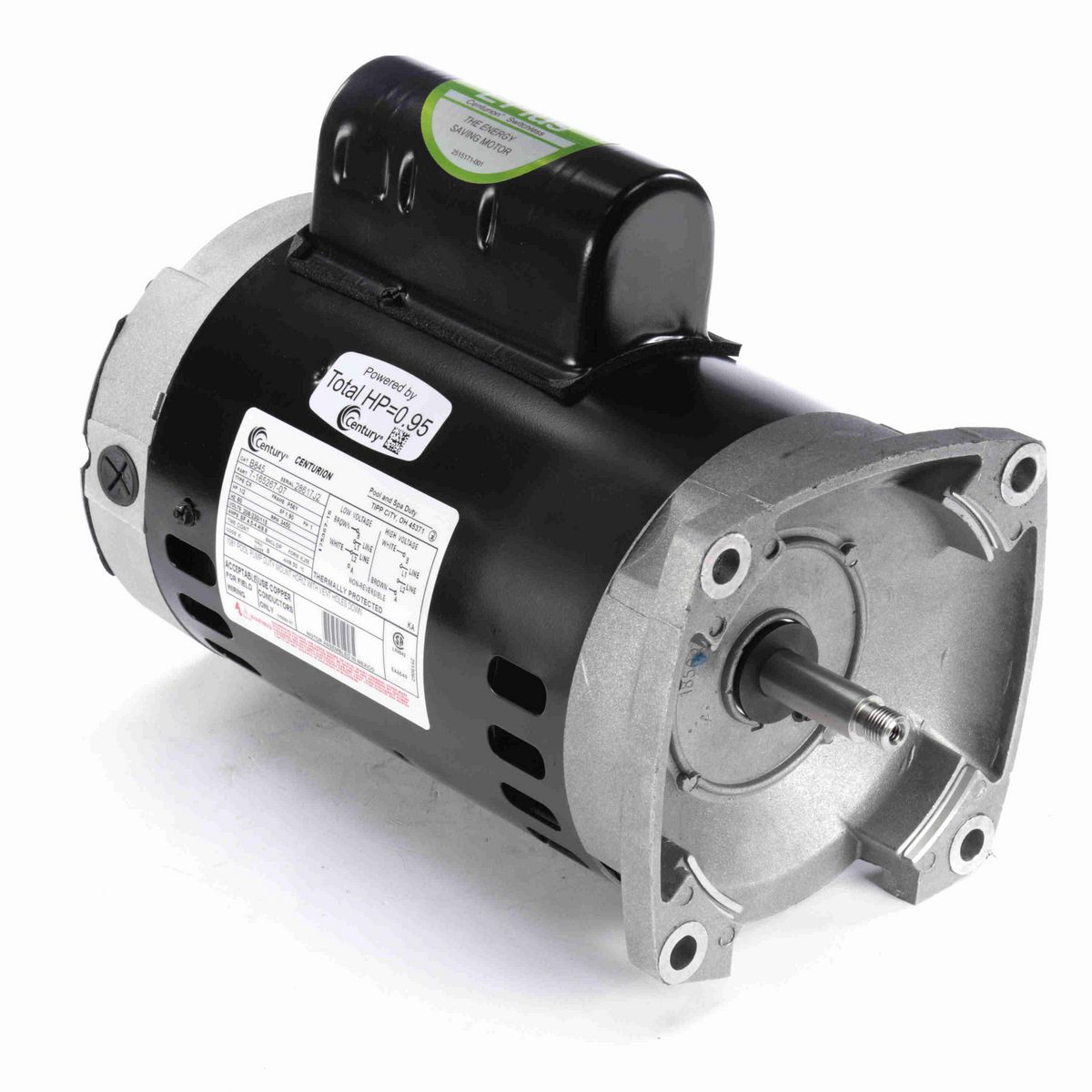 Pool Pump Motor, 1/2 HP, 1 Ph, 60 Hz, 208-230/115 V, 3600 RPM, P56Y Frame, DP - B845