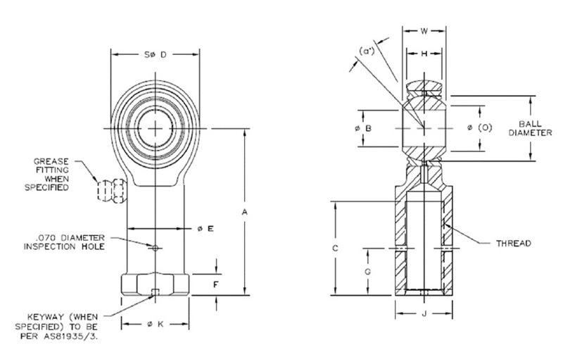 Aurora Bearing ASXW-X & ASXG-X Female Rod Ends Timken ASXGK-7Z-10
