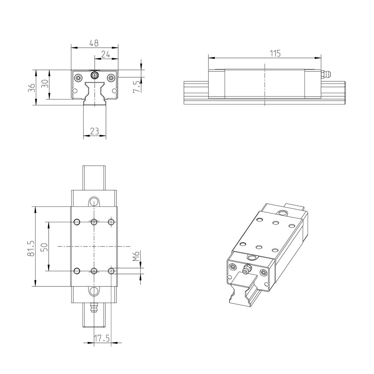 Роликовая каретка из углеродистой стали Bosch Rexroth RWD-025-SLS-C3-P-2 [R18232322X]