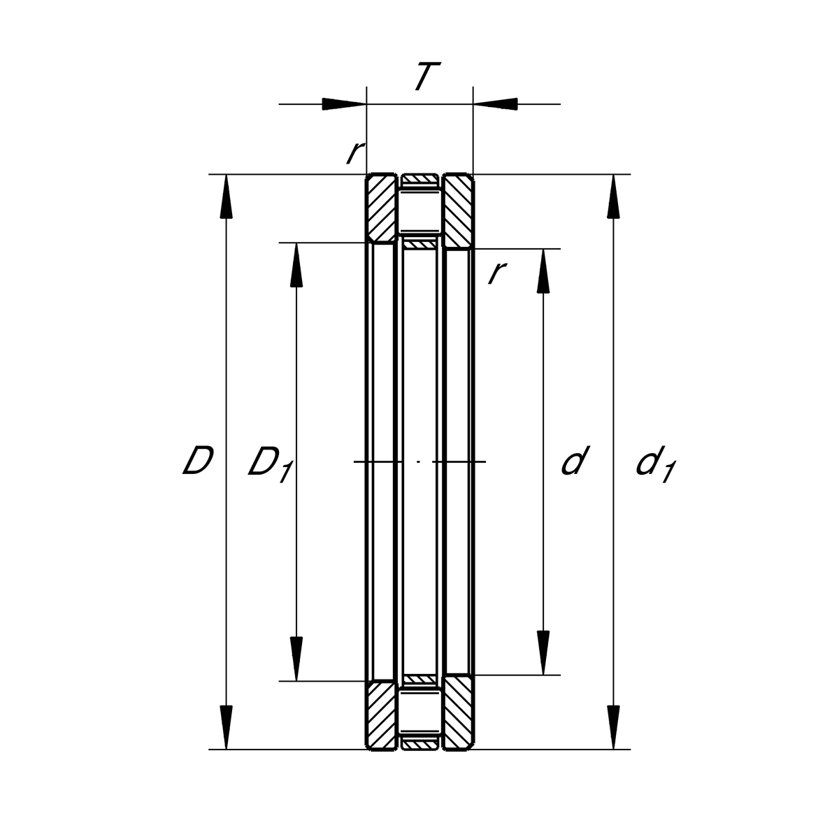 Упорный цилиндрический роликоподшипник INA 81222-TV (812 22 TN)