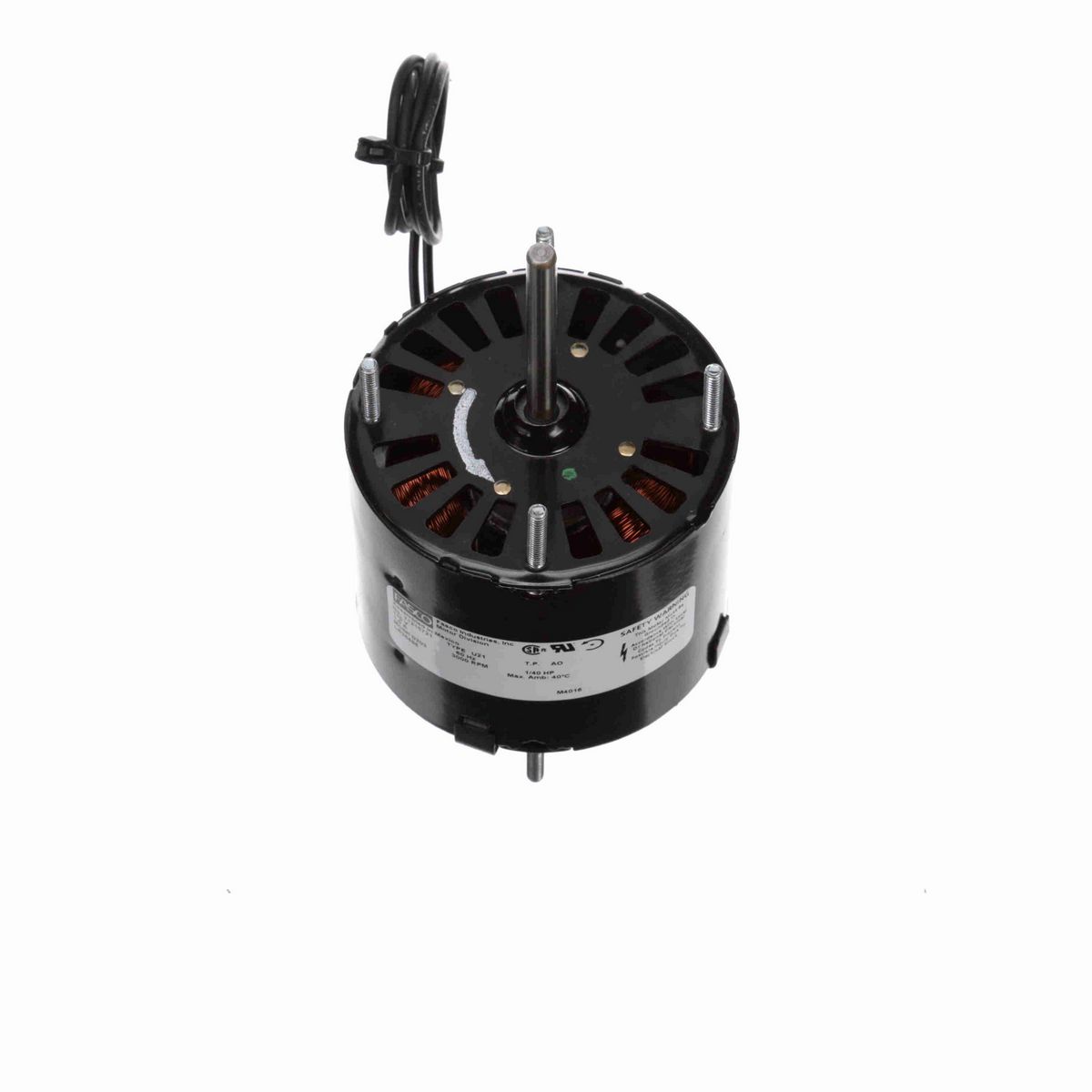FASCO Fan and Blower Motor, 1/40 HP, 1 Ph, 60 Hz, 115 V, 3000 RPM, 1 Speed, 3.3" Diameter, OAO - D203