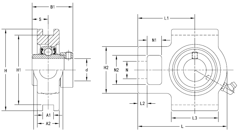 UELT 200 Take-Up Mounted Bearings - Eccentric Locking Collar Timken UELT205-15