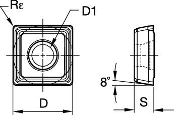 Drilling insert for Stainless Steel and Steel Kennametal Drill Fix PRO - Carbide Insert - Outboard - MS Geometry [7064694]
