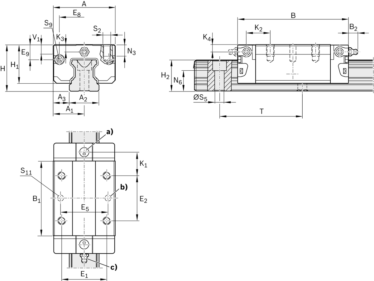 Алюминиевая шариковая каретка Bosch Rexroth KWD-015-SNS-C0-N-1 [R163219420]