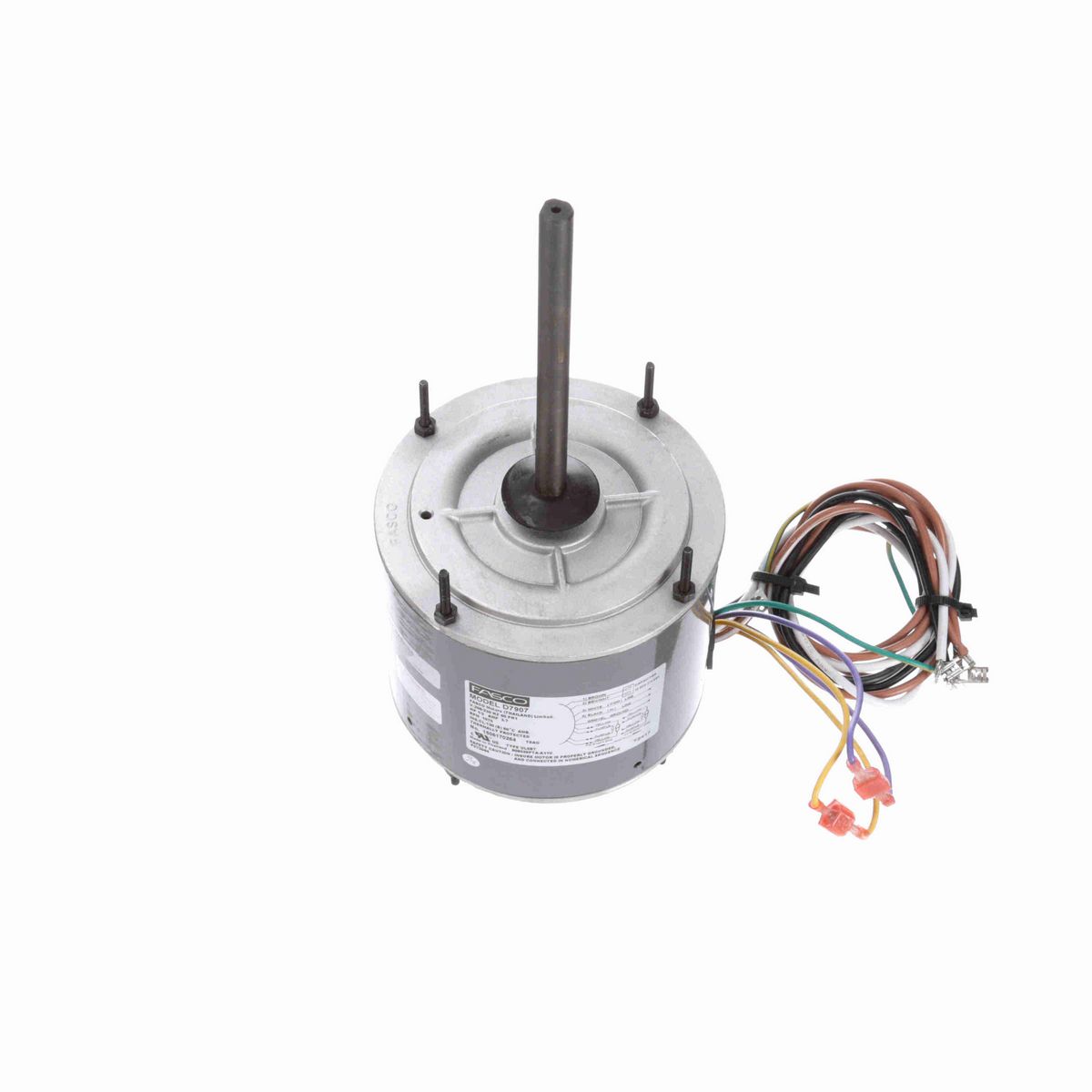 FASCO Condenser Fan Motor, 1/2 HP, 1 Ph, 60 Hz, 208-230 V, 1075 RPM, 1 Speed, 48 Frame, TEAO - D7907