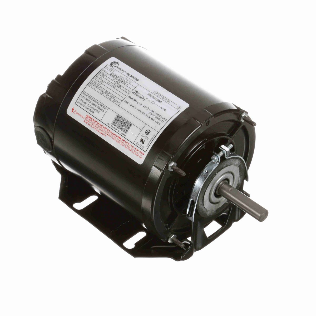 General Purpose Motor, 1/6 HP, 1 Ph, 60 Hz, 115 V, 1800 RPM, 48Z Frame, ODP - F401