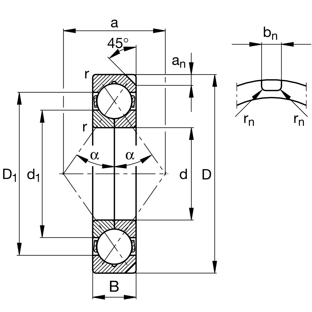Подшипник с четырехточечным контактом FAG QJ1260-N2-MPA