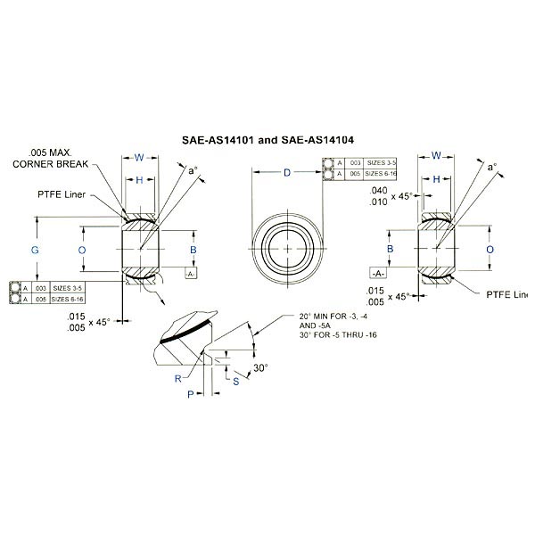 Aurora Bearing ANC-TG & ANC-T Spherical Bearings Narrow - SAE Series AS14101 and AS14104 Timken ANC-9TGPKD1