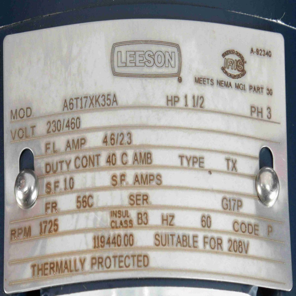 Explosion Proof Motor, 1.50 HP, 3 Ph, 60 Hz, 230/460 V, 1800 RPM, 56C Frame, EPFC - 119440.00