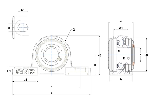 Фланцевый подшипниковый узел SNR USP206-20T04CC