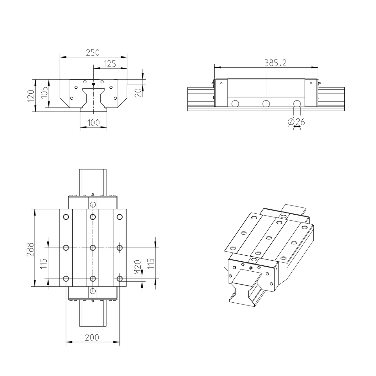 Роликовая каретка из углеродистой стали Bosch Rexroth RWA-100-FLS-C2-H-2 [R186322310]