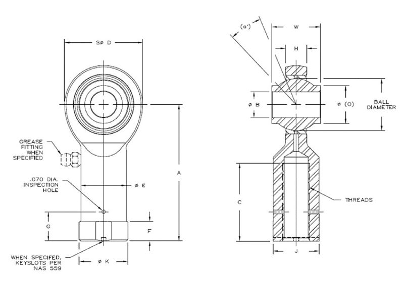 Aurora Bearing HXAW-E-10 & HXAG-E-10 Female Rod Ends Timken HXAW-6E-10