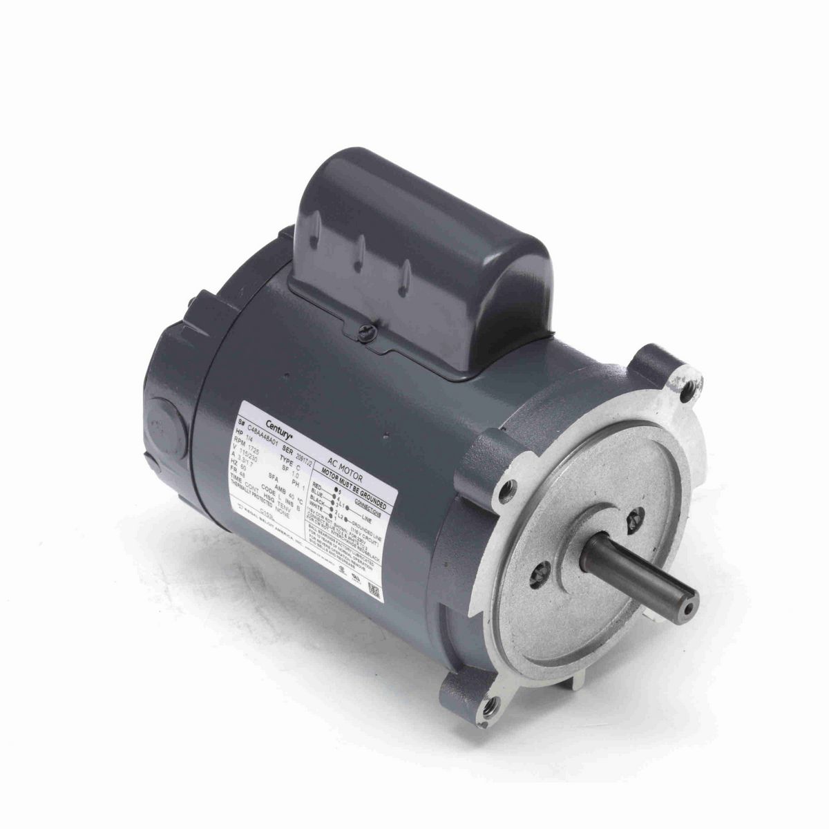 General Purpose Motor, 1/4 HP, 1 Ph, 60 Hz, 115/230 V, 1800 RPM, 56C Frame, TENV - C153L