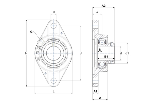 Фланцевый подшипниковый узел SNR ESFLE205-16T20