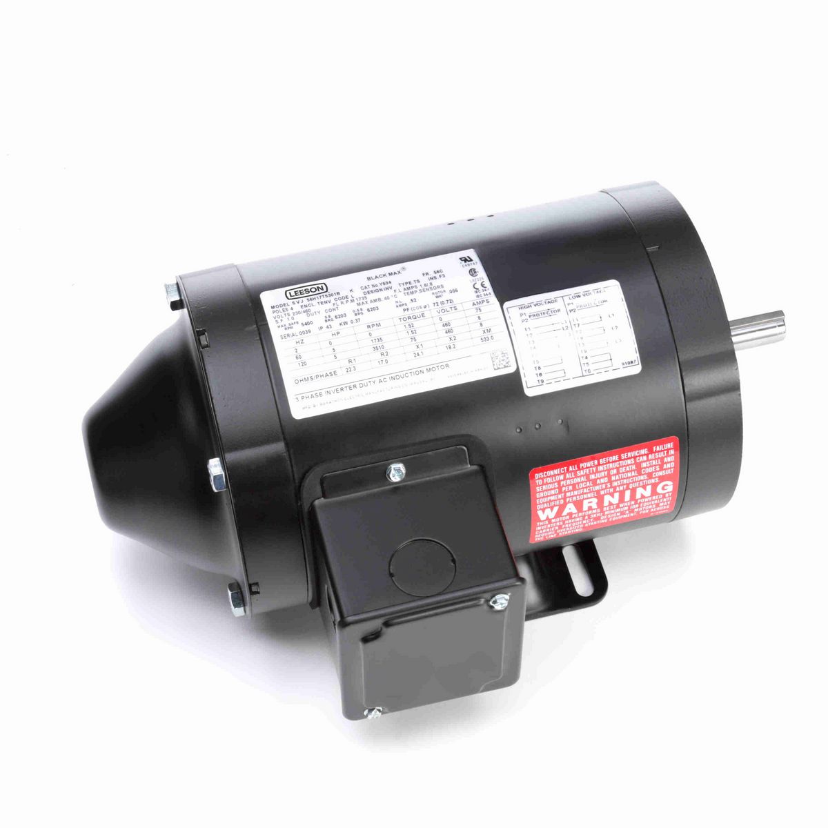 Speed Ratio Motor, 0.50 HP, 3 Ph, 60 Hz, 230/460 V, 1800 RPM, 56C Frame, TENV - Y534