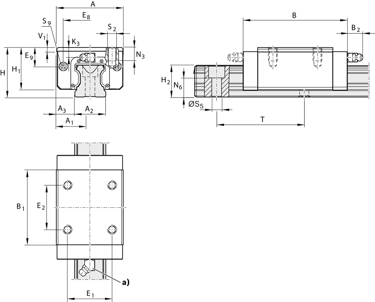 Шариковая каретка из углеродистой стали Bosch Rexroth KWC-055-SNH-C1-H-2 [R162151310]