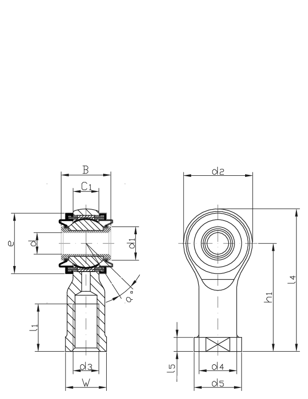 Шарнирная головка Askubal type KI-D2RS, KI 14-D2RS [101114], внутренняя резьба, не требующая обслуживания, герметичная