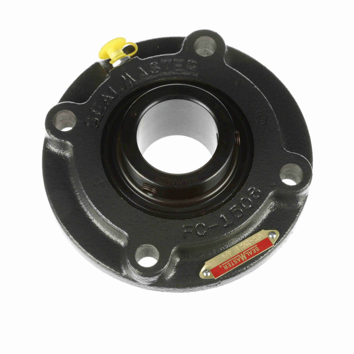 Sealmaster Mounted Cast Iron Flange Cartridge Ball Bearing - 52100 Bearing Steel, Black Oxided - Setscrew Lock - MFC-28C