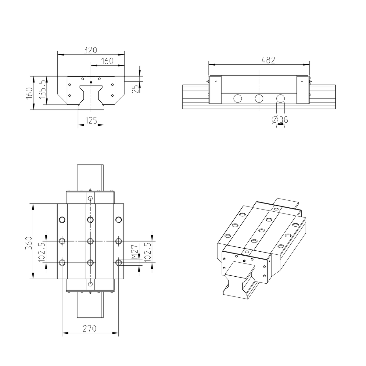 Роликовая каретка из углеродистой стали Bosch Rexroth RWA-125-FLS-C2-H-2 [R186332310]
