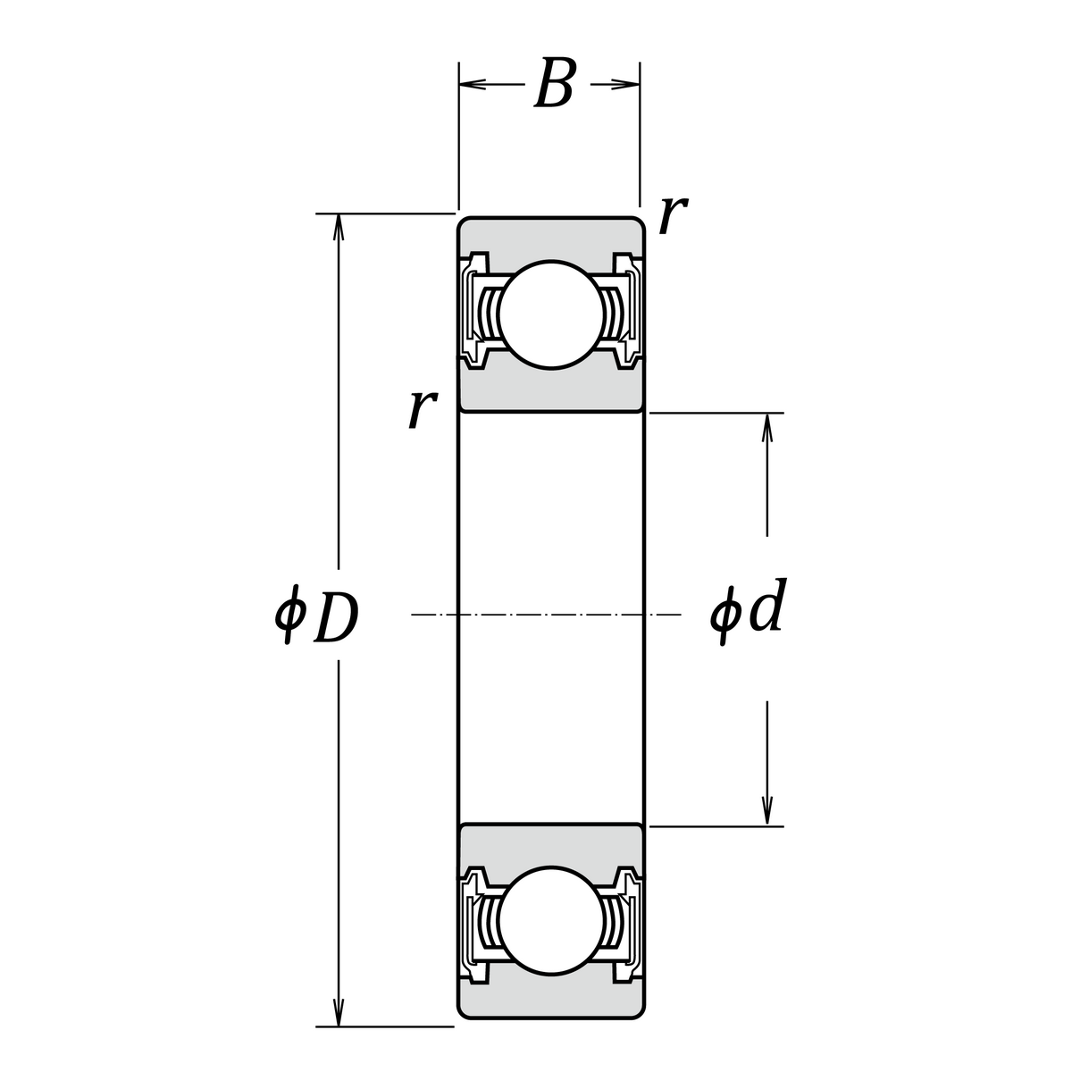Однорядный радиальный шарикоподшипник NSK 60/22NRC5, со стопорным кольцом