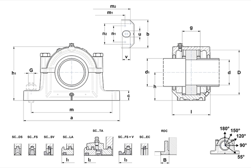 Разъемный подшипниковый корпус SNR SNC (D) SNC307