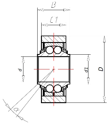 Сферический подшипник скольжения с шарикоподшипником Askubal type GUI-ZZ, GUI 25-ZZ [900311]